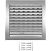 H&C VENT Griglia di ventilazione 190 x 190 mm Ø 125 mm argento copertura con protezione dagli insetti, cursore, tappo per canale HVAC ABS, cappa aspirante per tubo di scarico dell'aria