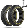 ECOVELO 2 Ruote Monopattino 10x2.125 Pneumatici Solidi per Monopattino Gomme Piene Anti Puntura da 10 Pollici Tubeless (Nero con linea Gialla)