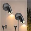 BOYIR Applique da Parete Orientabile 2pcs, Lampada da Parete con Interruttore e Spina, Alluminio Lampade da Muro Moderne, Nero Faretto da Parete con attacco GU10, Senza Lampadina