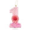 mciskin Candele a forma di numero margherita, candela per il primo compleanno, con fiori rosa, candela glitterata per decorazioni per feste di primo compleanno per ragazze