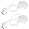 Caldarax 2 Pezzi Portalampada E27 in Metallo, Lampade a Sospensione Accessori, con Anello Filettato e 100CM Regolabile Cavo, Compatibile con Paralume, per Ristoranti, Soggiorno, Caffè, Bar(Bianco)