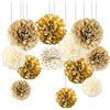 CC wonderland zone 12 pompon di carta dorata, colore beige, bianco, decorazione per feste