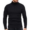 Fastkoala Uomo Maglioni Collo a Rotolo Pullover Caldo di Base Maglieria Cardigan Tops Regolare Slim Fit Nero M