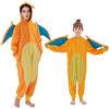 Udekit Cartone Animato Drago Rosso con Coda di Fiamma in Piedi Pigiama Tutina, Dinosauro Robe Indumenti Costume Cosplay per Bambini per età da 4 ai 6