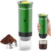 Carziyer Macchina per caffè portatile, 3 in 1, macchina per caffè portatile 12 V, auto-riscaldamento da 4 a 6 minuti, piccole capsule, grandi capsule, caffè macinato, per campeggio, ufficio, casa, auto (verde)