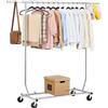 Yaheetech - Appendiabiti con ruote, in acciaio INOX, 130 x 56 x 165 cm, pieghevole max. Portata: 130 kg