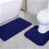 SOANNY Set di 2 Tappetini da Bagno Blu in Microfibra Morbida, Antiscivolo e Assorbente, 53 x 86 cm e 50 x 50 cm, Lavabile in Lavatrice