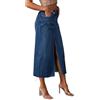 Dianshao Gonna Lunga da Donna in Jeans A Vita Alta con Spacco Frontale Gonna in Denim Gonna Vintage in Denim con Tasche