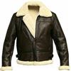 CielodeModa RAF Aviator Marrone Vera Pelle Shearling Pelliccia di agnello Pelle di Volo Giacca Pilota Volante RAF Aviatore Collare di Pelliccia, Brown, Medium