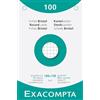 Exacompta - Rif. 13602E - Cartone da 10 custodie da 100 spine bristol a quadretti 5 x 5 perforate, formato 100 x 150 mm, colore: bianco