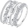 JewelryPalace Solitario Donna 1.06ct Argento 925 Zirconia Cubica, 4 Anelli Impilabili Smeraldo, Set Fedi Nuziali Tre Oriccioli