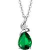 FANCIME Collana Donna con Ciondolo Teardrop in Oro Bianco 14 carati (585) Solido e Catena in Argento 925 con Smeraldo Sintetico e Diamanti Naturale Gioielli per Ragazze Mamma- Catena Lunghezza: 40 + 5 cm