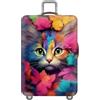 FANSU Copri Valigia per 26-28 Pollici, Elastica Copri Trolley 3D Gatto Luggage Cover Chiusura con Cerniera, Trolley Protector Cover Grande Valigia Antipolvere Lavabile Copertura