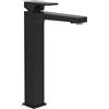 Villeroy & Boch Architectura Square - Rubinetto rialzato per lavabo, con scarico push-open, per lavabo, a risparmio idrico, altezza 258 mm, rettangolare, nero opaco