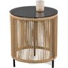 M2 Kollektion Simon 1 Tavolini, Metallo Vetro, Acacia, H=46cm D=40cm