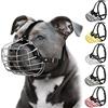 BUDKAS Amstaff - Museruola per cani Pitbull, con maschera in metallo, regolabile, resistente, cinghie in pelle per cani di taglia grande (acciaio)