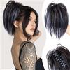 PORSMEER Coda Capelli Extension con Pinza,Capelli Chignon Finto dritta Lisci Corta Ponytail Claw in Posticci Sintetici Coda di Cavallo Disordinato Pelo arruffato per Donna Ragazze,Blu misto nero