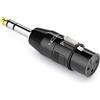DeleyCON Adattatore Audio da XLR a Jack Stereo 6,3mm - Presa XLR a Spina Jack TRS 6,35mm per Cavo 3 Pin Microfono Altoparlante Mixer Strumento Musicale Studio di Registrazione