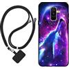 Sunrive Cover compatibile con Samsung Galaxy A6 Plus 2018,Custodia Case in molle matte Morbida Flessibile Antigraffio protettiva back Case(Lupo,Luna,Stelle)+1 x Cordino Universale
