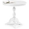 Vicentini arreda TAVOLINO ROTONDO GRANDE IN LEGNO SHABBY CHIC GAMBA TORNITA BIANCO