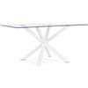 Tavolo rettangolare MAY in vetro, gamba incrociata acciaio bianco 160×90 cm