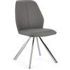 Set di 4 sedie MAXWELL similpelle grigio e gambe acciaio cromato