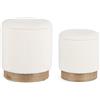 Konte.Design Set di 2 Pouf contenitore ZOYA bianco e legno di frassino
