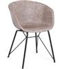 Konte.Design Set di 2 poltroncine WARHOL in similpelle beige e gambe in acciaio nero, con braccioli