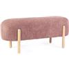 Konte.Design Panca DAYLA in tessuto effetto bouclé rosa scuro e gambe in legno rubberwood
