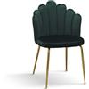 Set di 4 Sedie LILLE in tessuto effetto velluto verde e gambe in metallo color oro