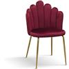 Set di 4 Sedie LILLE in tessuto effetto velluto bordeaux e gambe in metallo color oro