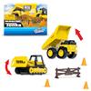 Basic Fun Mini Classici - Tonka 2-Pack (Metal Movers Camion con Cassone Ribaltabile e Bulldozer con 3 Coni Stradali e Recinzione di Sbarramento)