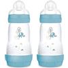 MAM Easy Start Anti-Colic - Set di 2 biberon (260 ml), particolarmente ben accettato, con valvola a fondo contro coliche e tettarelle, misura 1, 0 mesi, elefante