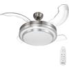 BAKAJI Ventilatore Lampadario da Soffitto 4 Pale richiudibili LED e Telecomando 106 cm