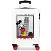 Disney Topolino e Minnie Viaggia per il Mondo Italia Valigia da Cabina Bianco 38x55x20 cm ABS Rigido Chiusura a Combinazione Laterale 34L 2 kg 4 Doppie Ruote Bagaglio a Mano