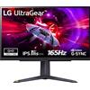 LG 27GR75Q UltraGear Gaming Monitor 27 QHD IPS HDR 10, 2560x1440, 1ms, G-Sync Compatible, AMD FreeSync Premium 165Hz, HDMI 2.0 (HDCP 2.2), Display Port 1.4, AUX, Flicker Safe, Nero