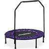Relaxdays Trampolino tappetino elastico pieghevole, indoor, con barra stabilizzatrice, HxLxP: 113x102x102 cm, nero-lillà
