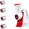 G3 Ferrari G20133 Parmino Chef Grattugia e Affettaverdure Elettrico, 240 W, 4 rulli INOX di taglio intercambiabili, Comoda maniglia, Completamente smontabile, Plastica, Bianco/Rosso