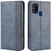HualuBro Flip Cover a Libro per Samsung Galaxy M31 - Custodia in PU Pelle Magnetica Antiurto con Portafoglio (Blu)