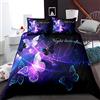 Sticker Superb Set Copripiumino Singolo 135x200 cm Ragazza Donna Fantasia Stampa Farfalla Starlight Blu Viola Bianco e Nero Elegante Set di Biancheria da Letto con Federa (Viola,135 x 200 cm)