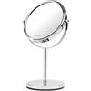 Girmi Specchio per Trucco da Tavolo BE01 Bifacciale con Rotazione 360°, Specchio ingranditore trucco, Cromato