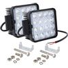 PICAA 2Pcs Faro da Lavoro Led, Quadrato 4 Pollici 48W Inondazione Luci di Lavoro a Led, Fari Led Fuoristrada Per Auto Camion SUV ATV 4x4 Offroad Trattore Barca 12V 24V