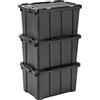 Iris Ohyama, Scatole Pieghevoli, 50L, Set di 3, Nero, Grande, Solido, Impilabile, Per Garage, Scaffali, Scatola Organizer, Plastica, Contenitore, DDSKT-450