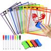 W Rxkiocs 10 pezzi custodie in plastica A4 trasparenti riutilizzabili - Tasche cancellabili a secco - Dry Erase Pockets