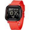 findtime Orologio digitale da uomo con numeri grandi, orologio da polso da uomo e da donna, digitale, a LED, rettangolare, 5 ATM, impermeabile, 12/24H, due fusi orari, per attività all'aperto, conto