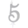 Graziano Candelina Numerale Glitter ARGENTO n.5