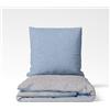 SETEX Biancheria da letto double-face, 135 x 200 cm, set di biancheria da letto da 2 pezzi, design azzurro e grigio chiaro, con copripiumino e federa (80 x 80 cm), 90% cotone, 10% poliestere