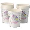 GREENBOX 8 bicchieri di carta per compleanni dei bambini, 200 ml, unicorno - bicchieri di carta senza plastica, decorazione unicorno, per compleanno dei bambini, bicchieri usa e getta 0,2