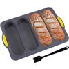 EACHPT Teglia per Pane in Silicone, Stampo Baguette, Mini Baguette, Teglia Forno, 4 Griglie da Forno, Pane Francese Forato