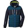 Killtec Bambini e ragazzi Giacca da sci/giacca funzionale con cappuccio e paraneve con chiusura a cerniera KSW 385 BYS SKI JCKT, dunkelnavy, 140, 42242-000